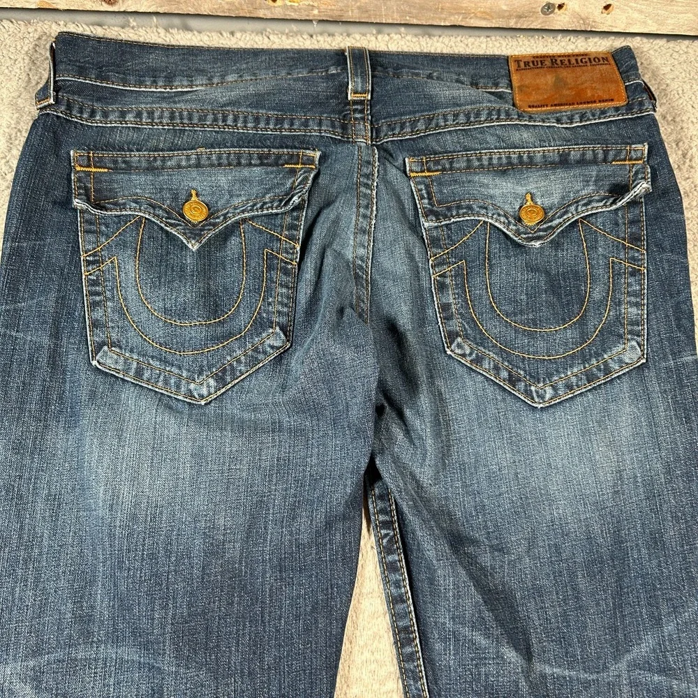 True‎ Religion Ricky Straight Jeans Mens 38 40x33 Flap Pockets Western USA Made